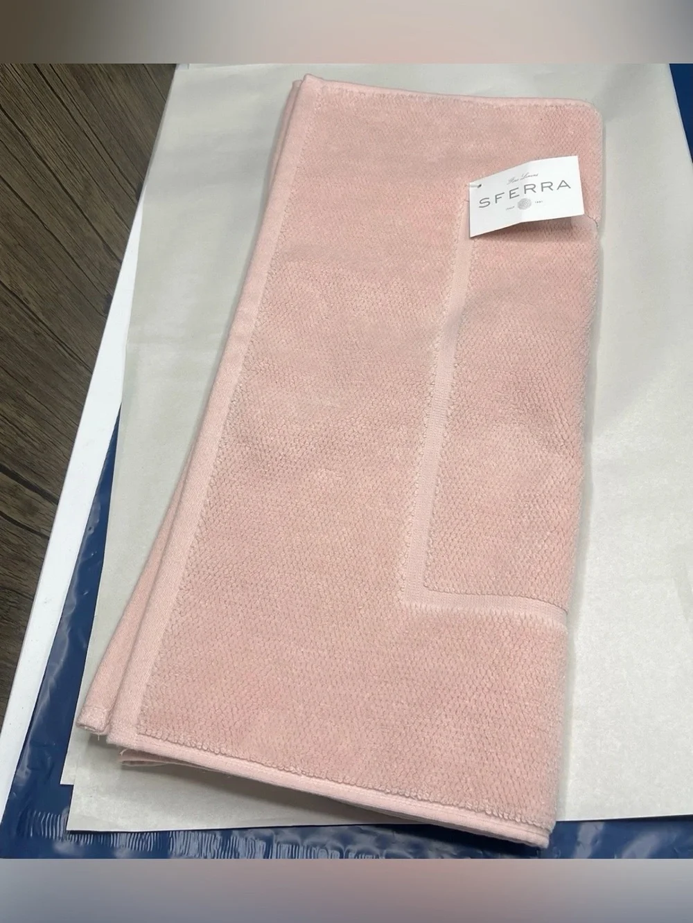 Sferra Canedo Nuovo Bath Tub Mat Blush Combed Cotton 20x35